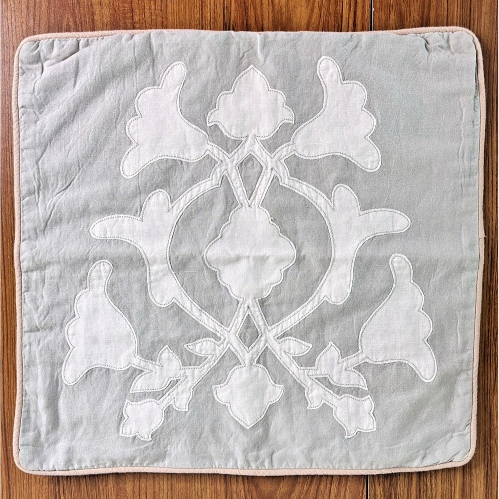 Kravet Couture Barbara Barry POETICAL Belgian Linen Aqua‎ Ivory Pillow Cover